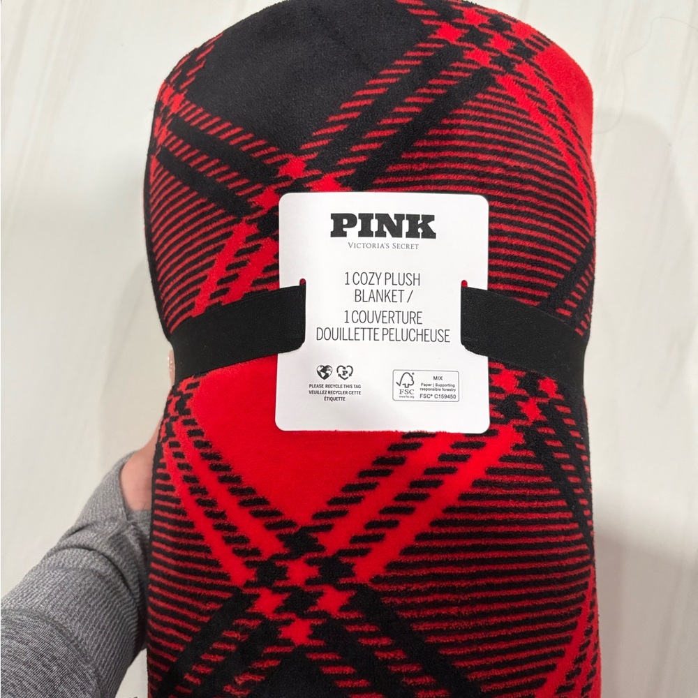 PINK Victoria's Secret Red and Black Plaid Blanket